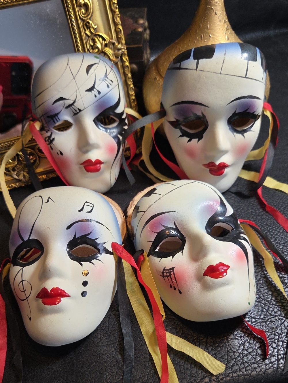 Vintage Music Themed Hand-Painted Decorative Venetian-Style Masks  4.5"x 3"